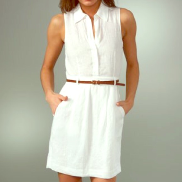 theory white linen dress